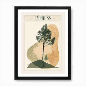 Cypress Tree Minimal Japandi Illustration 3 Poster Art Print