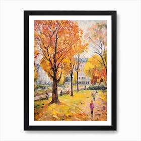 Autumn City Park Painting Parc De La Tete D Or Lyon France 1 Art Print