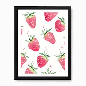 Strawberry Repeat Pattern, Fruit, Minimalist Watercolour Art Print