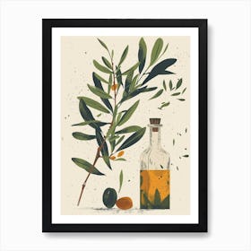 Olive Branch Olive Oil Illustration 3 Art Print