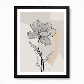 Daffodils Line Art Flowers Illustration Neutral 3 Art Print