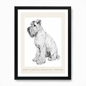 Soft Coated Wheaten Terrier Dog Line Sketch 3 Poster Art Print