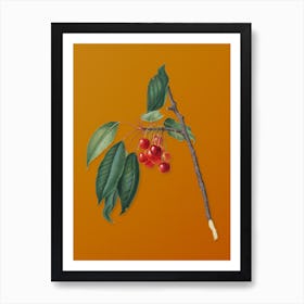 Vintage Cherry Botanical on Sunset Orange n.0808 Art Print