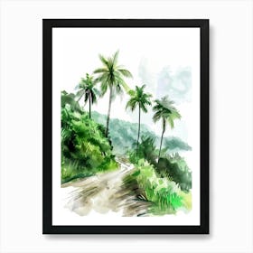 Watercolor Sketch Of Palm Trees Art Print