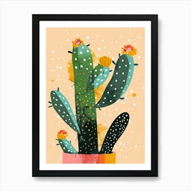 Christmas Cactus Plant Minimalist Illustration 4 Art Print