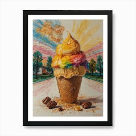 Rainbow Ice Cream Cone 8 Art Print