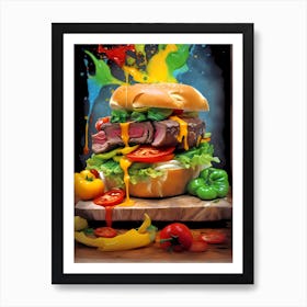 Burger Splatter Art Print