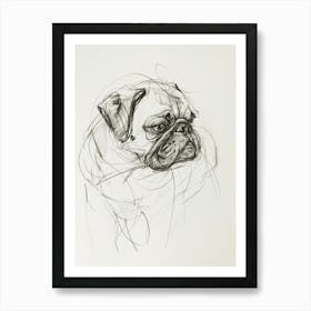 Pug Dog Charcoal Line 3 Art Print