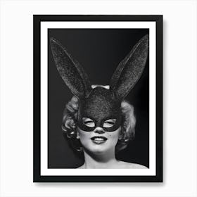 Marilyn Monroe Wearing Bunny Mask Art Print