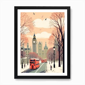 Vintage Winter Travel Illustration London United Kingdom 2 Art Print