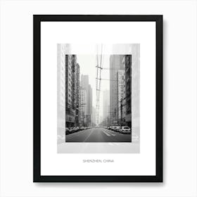 Poster Of Shenzhen, China, Black And White Old Photo 3 Art Print