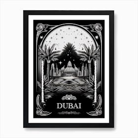 Dubai, United Arab Emirates, Tarot Card Travel  Line Art 4 Art Print