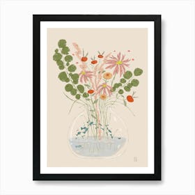 Flowers And Fishes Art Print
