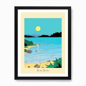 Poster Of Minimal Design Style Of Bora Bora French, Polynesia 1 Art Print