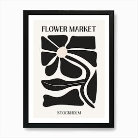 B&W Flower Market Poster Stockholm Art Print