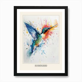 Hummingbird Colourful Watercolour 4 Poster Art Print