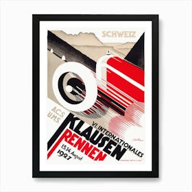 1927 Switzerland International Klausen Rennen Racing Poster Art Print