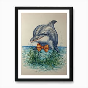 Dolphin With Bow Tie Art Print