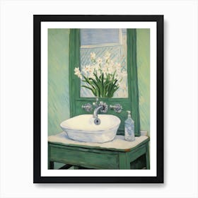 Bathroom Vanity Painting With A Lily Of The Valley Bouquet 2 Art Print