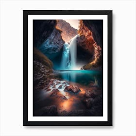 Waterfall In The Cave Art Print