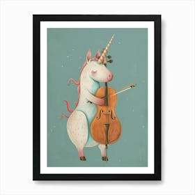 Pastel Unicorn Storybook Style Cello 1 Art Print