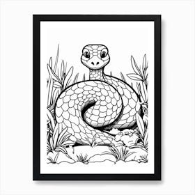 Line Art Jungle Animal Bushmaster Snake 4 Art Print
