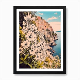 Amalfi Coast, Flower Collage 10 Art Print