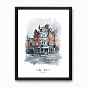 Croydon London Borough   Street Watercolour 3 Poster Art Print