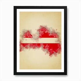 Latvia Flag Vintage Art Print