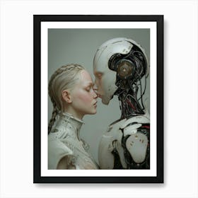 Intimate Encounter Between Human And Robot Art Print
