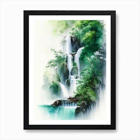 Saen Saep Waterfall, Thailand Water Colour  (2) Art Print