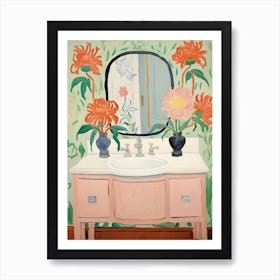 Bathroom Vanity Painting With A Peony Bouquet 1 Art Print