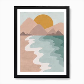 Ocean and Mountain Sunrise Art Print