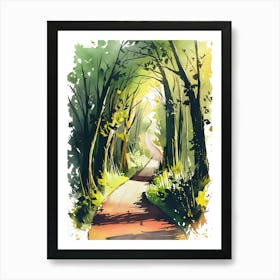 Watercolor Path In The Woods 2 Art Print