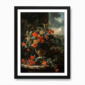 Baroque Floral Still Life Impatiens 2 Art Print