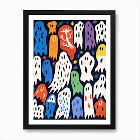 Cut Out Ghosts, Matisse Style, Halloween Spooky Art Print