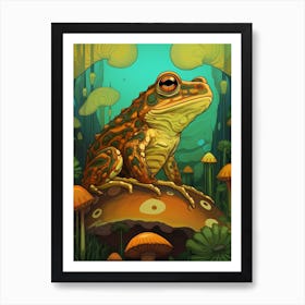 African Bullfrog On A Throne Storybook Style 7 Art Print