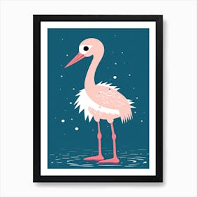 Baby Pink Flamingo Minimalistic Illustration 4 Art Print