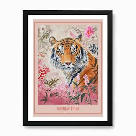 Floral Animal Painting Siberian Tiger 4 Poster Art Print