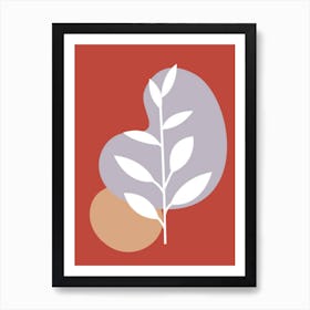 Leaf On A Red Background Art Print