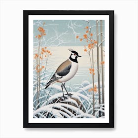 Winter Bird Painting Lapwing 4 Art Print