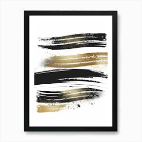 Gold And Black Brush Strokes 2 Art Print