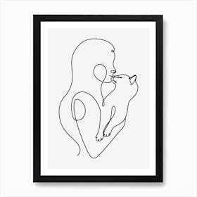 Cat Line Art Art Print