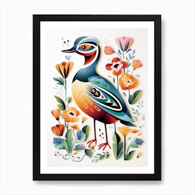 Scandinavian Bird Illustration Wood Duck 2 Art Print