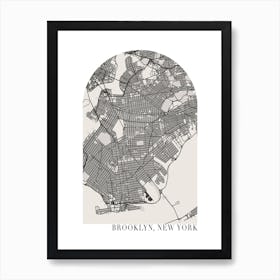 Brooklyn New York Boho Minimal Arch Street Map Art Print