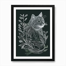 Turkish Angora Cat Minimalist Illustration 1 Art Print