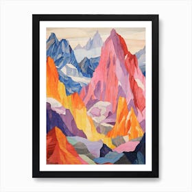 K2 Pakistan 2 Colourful Mountain Illustration Art Print