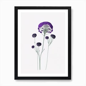 Scabiosa Floral Minimal Line Drawing 1 Flower Art Print