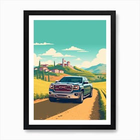 A Gmc Sierra In The Tuscany Italy Illustration 2 Art Print