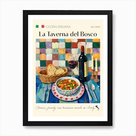 La Taverna Del Bosco Trattoria Italian Poster Food Kitchen Art Print